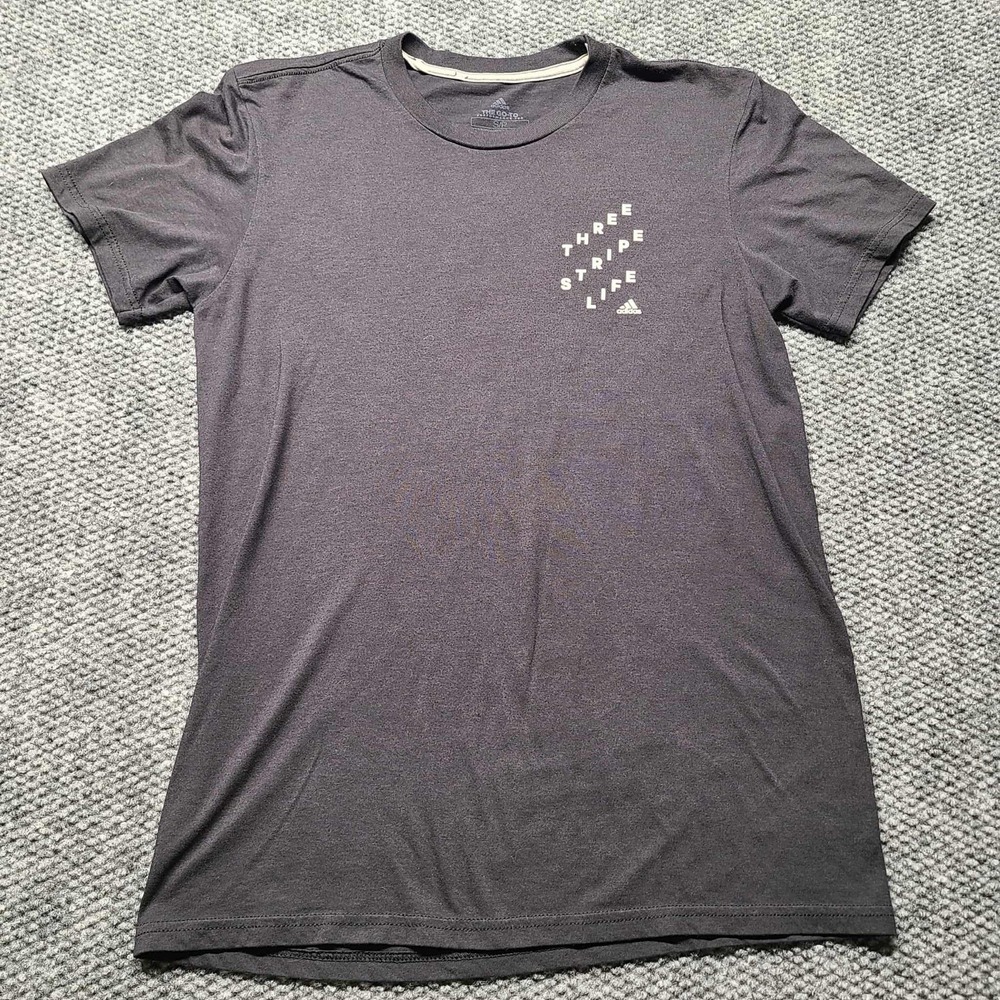 Men's Sz S Adidas Black Three Stripe Life Graphic T Shirt The Go-To Tee Athletic